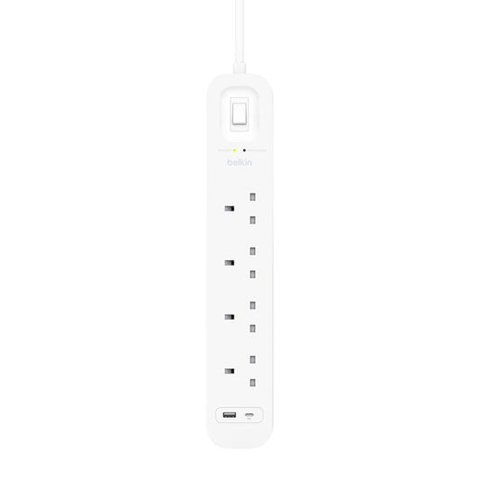 Belkin Surge Protector 4-Outlet 525 Joules, 18W USB-A + USB-C White Color