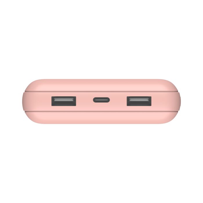 Belkin 10K Power Bank, USB-C 15 W + Dual USB-A, with 15 cm USB-A to USB-C Cable, Rose Gold