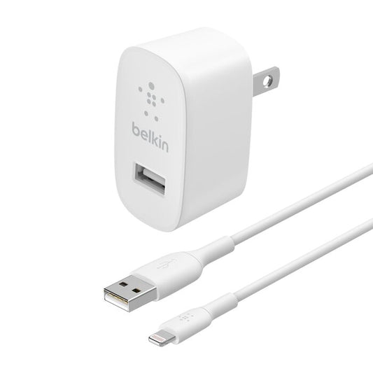 Belkin BoostCharge Lightning to USB-A Cable, 2 m, Black / White