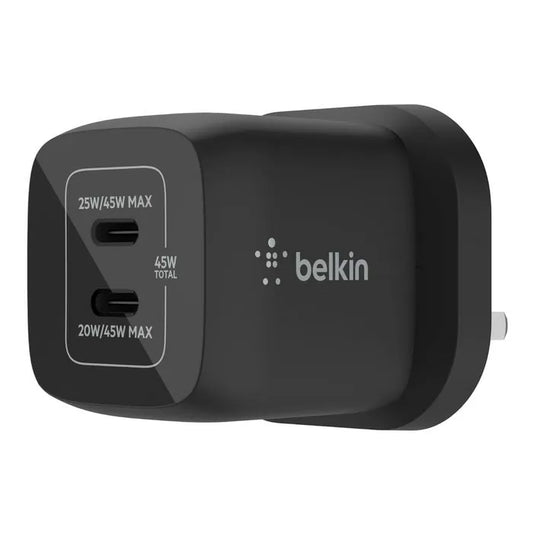 Belkin BoostCharge Pro Dual USB-C GaN Wall Charger with PPS 45 W