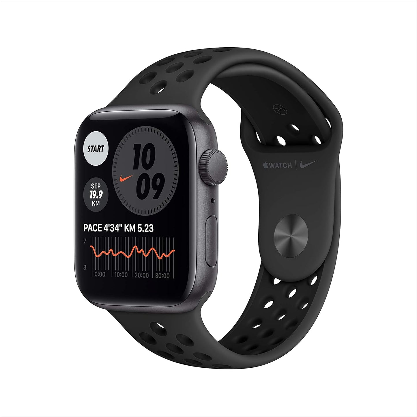 APPLE WATCH NIKE SE SILVER ALUMINIUM CASE WITH PURE PLATINUM/BLACK NIKE SPORT BAND