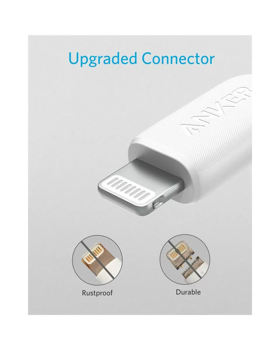 ANKER POWERLINE III USB-C TO LIGHTNING 2.0 CABLE 3FT WHITE