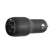 Belkin BoostCharge Dual USB-A Port Car Charger 24 W, Black