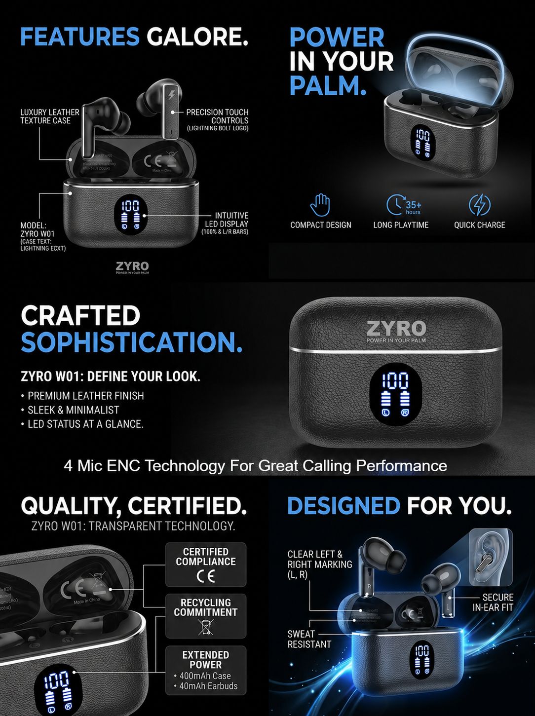 ZYRO-B01 Earbuds, ANC