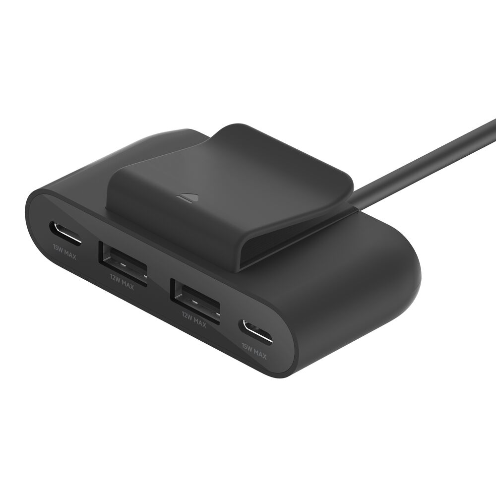 Belkin 4‑Port USB Power Extender, 2 m (6.6 ft) – Black