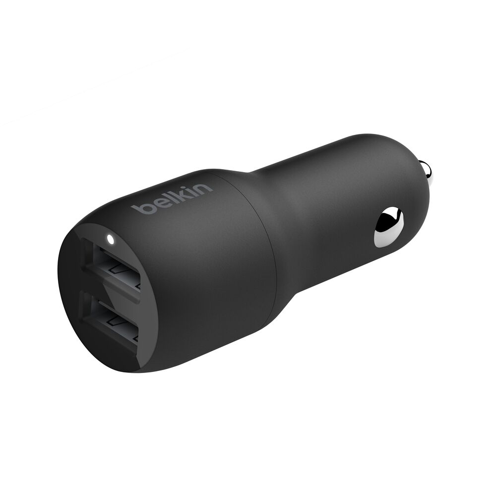 Belkin BoostCharge 24 W USB-A Car Charger with USB-A to USB-C Cable (Black)