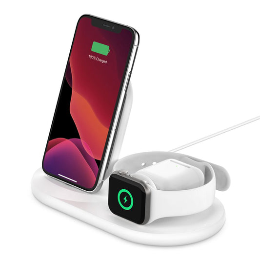 Belkin BoostCharge 3-in-1 Wireless Charger for iPhone, Apple Watch, and AirPods, Black