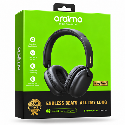 Oraimo BoomPop Lite ENC Headphones 65-Hour Playtime