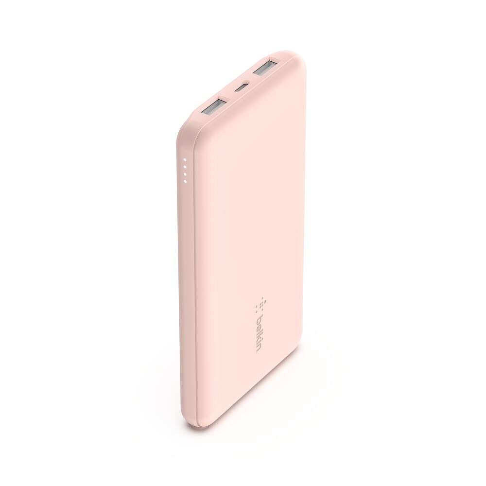 Belkin 10K Power Bank, USB-C 15 W + Dual USB-A, with 15 cm USB-A to USB-C Cable, Rose Gold