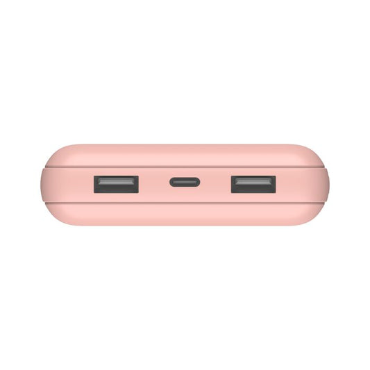 Belkin 10K Power Bank, USB-C 15 W + Dual USB-A, with 15 cm USB-A to USB-C Cable, Rose Gold