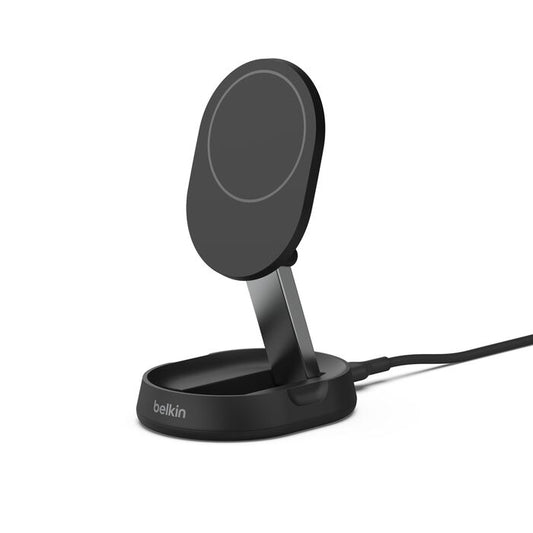 Belkin Wireless Charger Stand with MagSafe &amp; Boost Charge Pro 15W 2-in-1 – Black (UK Plug)