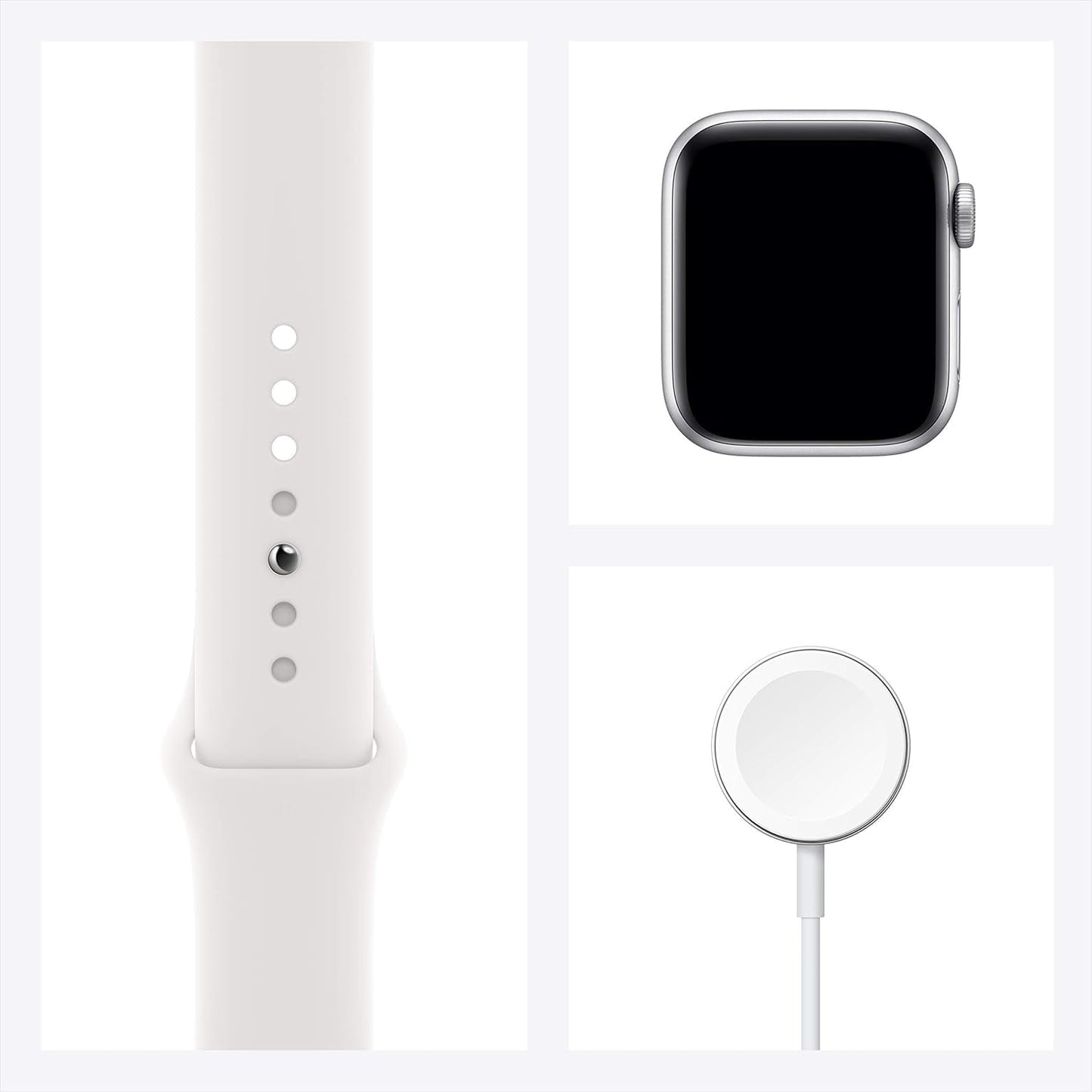 APPLE WATCH SE - SILVER ALUMINIUM CASE WITH WHITE SPORT BAND