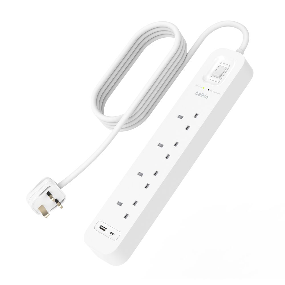 Belkin Surge Protector 4-Outlet 525 Joules, 18W USB-A + USB-C