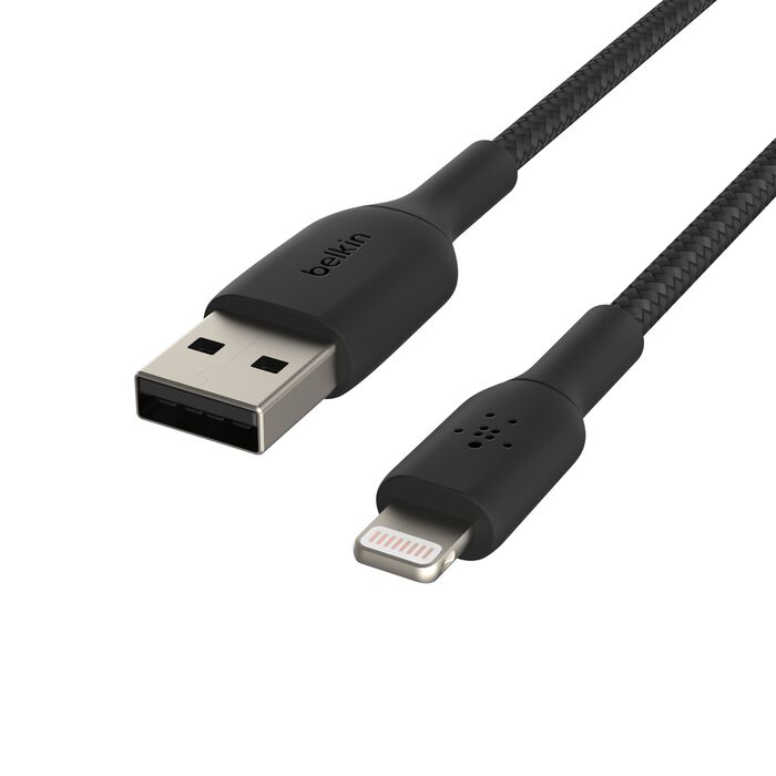 Belkin BoostCharge Braided Lightning to USB-C Cable, 2 m, Black / White