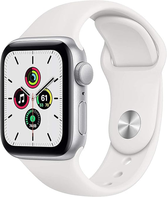 APPLE WATCH SE - SILVER ALUMINIUM CASE WITH WHITE SPORT BAND