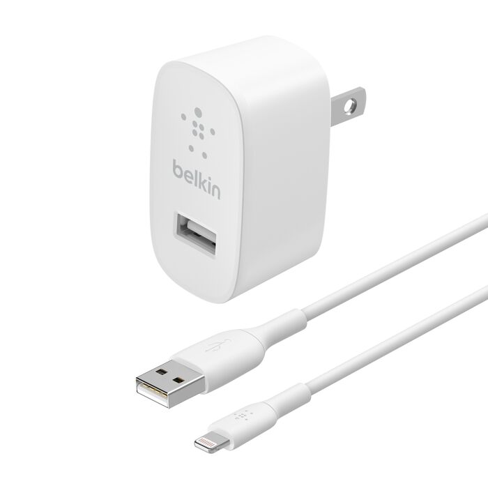 Belkin BoostCharge Lightning to USB-A Cable, 2 m, Black / White