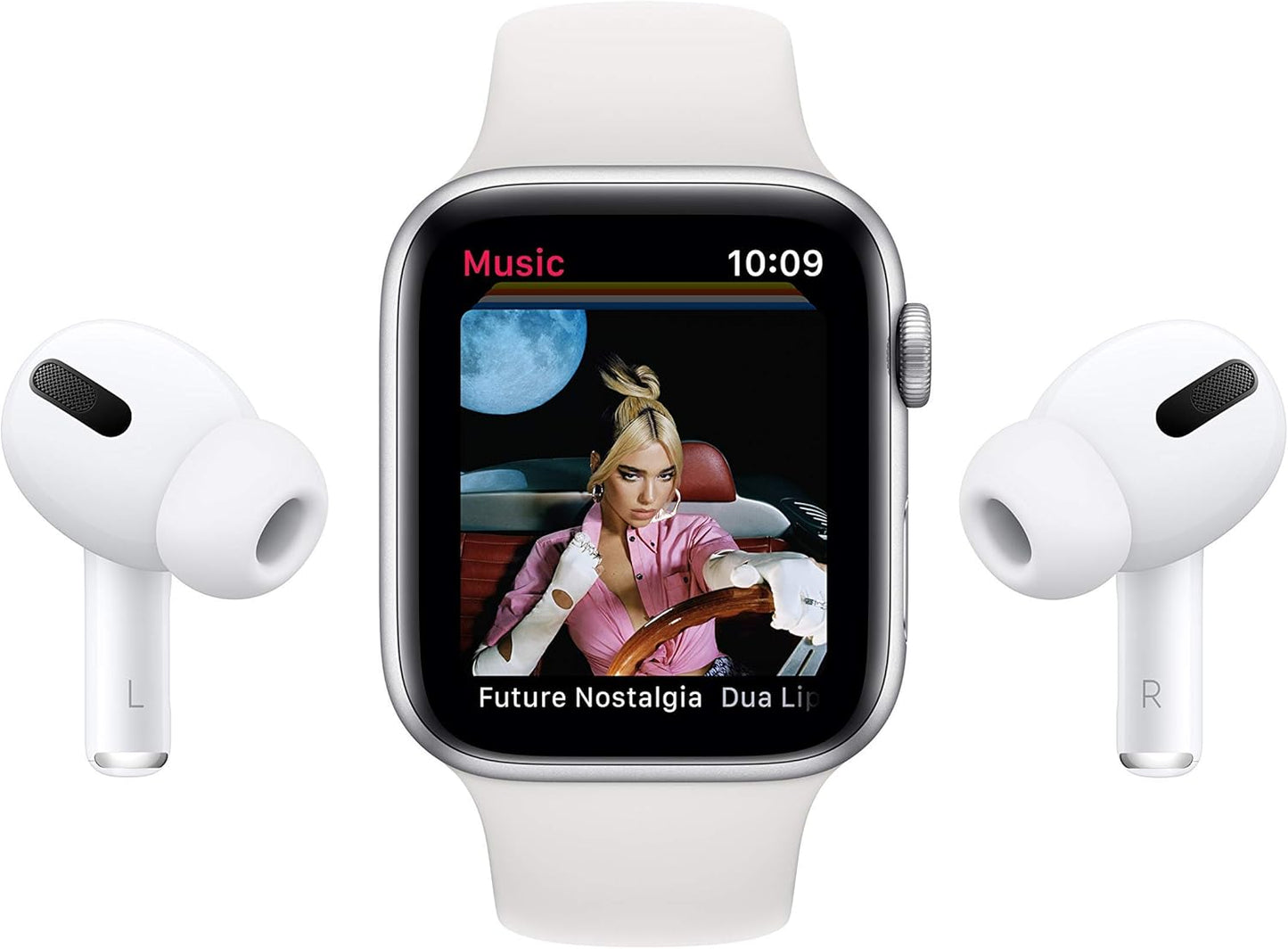 Apple Watch Series 6  – Silver Stainless Steel Case with White Sport Band (Regular)