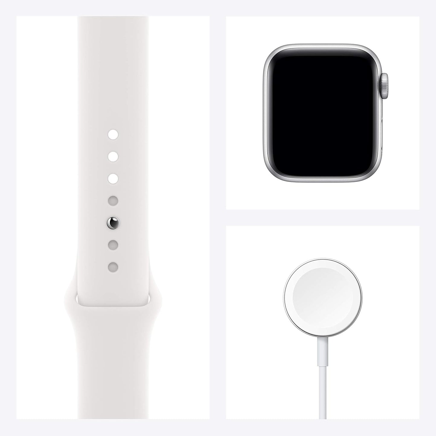 Apple Watch Series 6  – Silver Stainless Steel Case with White Sport Band (Regular)