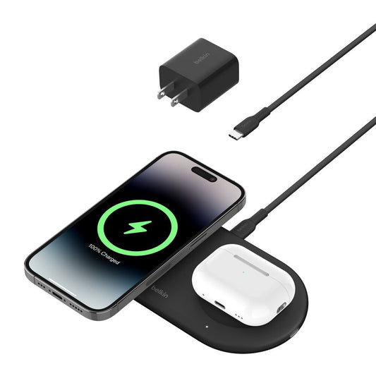 Belkin Dual Wireless Charging Pads BoostCharge – 10 W (Black or White, with Power Supply)