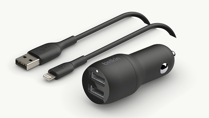Belkin BoostCharge Dual USB-A Port Car Charger 24 W, Black