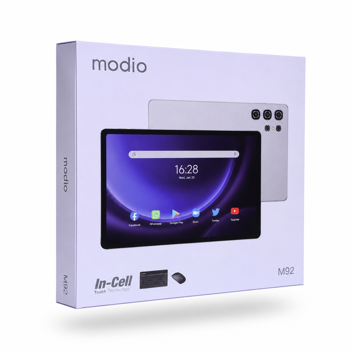 Modio M92 5G Android Tablet, 16GB/1TB, 11 Inch IPS LCD, Dual Sim,Wireless Bluetooth Keyboard & Mouse, Protective Flip Case, Stylus Pen